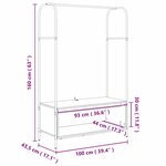 vidaXL Porte-vêtements avec étagères Chêne fumé 100x44x160 cm