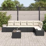 vidaXL Ensemble de canapé de jardin 7 Pièces Marron et Crème polyrotin