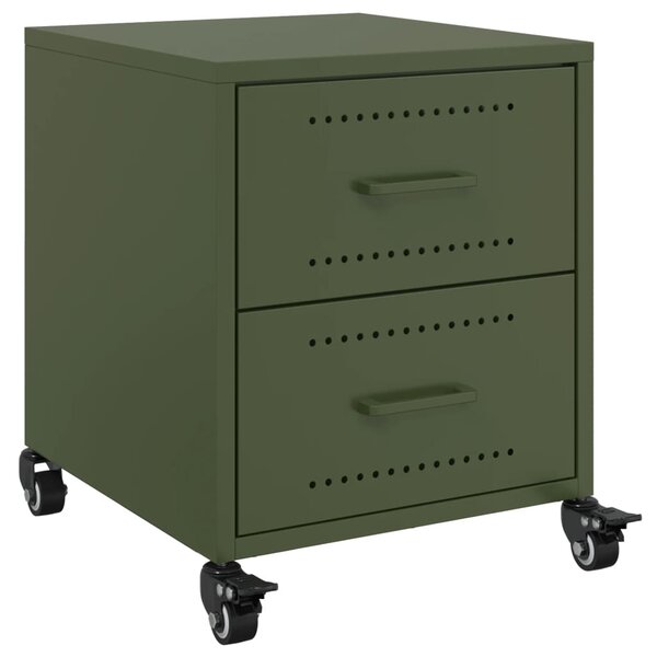 vidaXL Table de chevet vert olive 36x39x43 5 cm acier