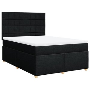 vidaXL Sommier à lattes de lit avec matelas Noir 140x190 cm Tissu