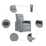 vidaXL Fauteuil de massage inclinable Gris clair Tissu