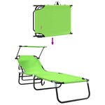 vidaXL Chaise longue pliante avec coussin Vert 56 x 190 x 81cm tissu