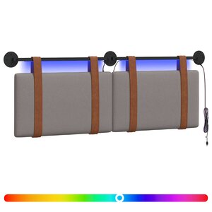 vidaXL Tête de lit suspendue Avec lumière LED Taupe PU antique