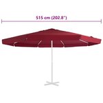 vidaXL Tissu de remplacement pour parasol d'extérieur Bordeaux 515 cm