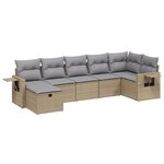 vidaXL Salon de jardin avec coussins 7Pièces mélange beige résine tressée