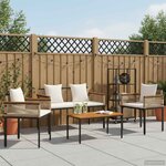 vidaXL Ensemble de meubles d'extérieur 4 Pièces Beige et blanc crème