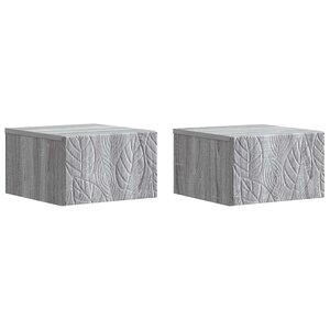 vidaXL Table d'appoint murale 2 Pièces Sonoma gris 34 5 x 33 x 20 cm
