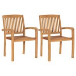 vidaXL Chaises de jardin lot de 2 et coussins bleu Bois de teck massif
