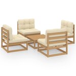 vidaXL Salon de jardin 5 Pièces avec coussins Bois de pin massif