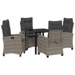 vidaXL Set de salle à manger de jardin 5 pièces avec coussins - Rattan poly gris