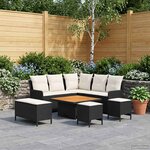 vidaXL Ensembles de meubles avec oreiller 7 Pièces Noir et Crème Rotin PE