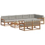 vidaXL Ensemble de canapés d'extérieur 9 Pièces Naturel et gris clair