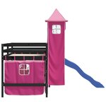 vidaXL Lit mezzanine enfants avec tour sans matelas rose 90x190 cm