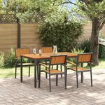 vidaXL Ensemble de salle à manger pour jardin 5 Pièces Noir et marron