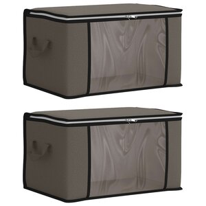 vidaXL Boîte de rangement avec fenêtre latérale transparente 2 pc Gris