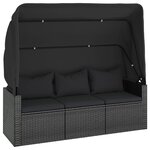 vidaXL Salon de jardin 4 Pièces avec coussins noir résine tressée
