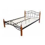 Design metal lit double 160 x 200 cadre de lit lattes bois neuf noir brun