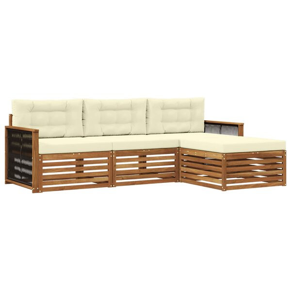 vidaXL Ensemble de canapés d'extérieur 4 pc Naturel et Crème