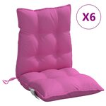 vidaXL Coussins de chaise à dossier bas lot de 6 rose tissu oxford