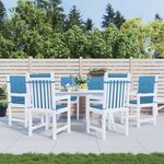 vidaXL Coussins de chaise à dossier bas lot de 6 bleu mélangé tissu