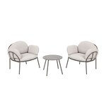 Salon avec table et 2 fauteuils Taupe/Beige Ziva