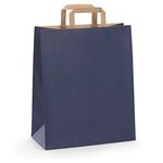 Sac kraft bleu à poignées plates raja 45 x 48 x 17 cm (lot de 50)