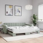 vidaXL Lit de jour avec lit gigogne gris clair 90x200 cm velours