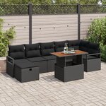 vidaXL Ensemble de canapé de jardin 8 Pièces Noir polyrotin