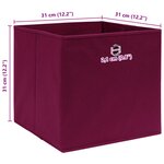 vidaXL Boîtes de rangement 10 Pièces Rouge foncé 32x32x32 cm Tissu