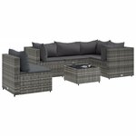 vidaXL Salon de jardin 6 Pièces avec coussins Gris Résine tressée