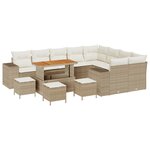 Ensemble de sofa de jardin de 13 pièces avec coussins en rotin poly beige