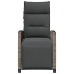vidaXL Chaise de jardin inclinable avec table d'appoint gris polyrotin