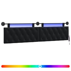 vidaXL Tête de lit suspendue Avec lumière LED Noir Velours