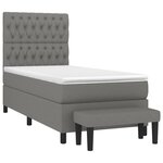 vidaXL Sommier à lattes de lit avec matelas Gris foncé 90x200 cm Tissu