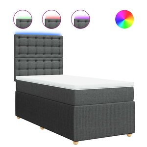 vidaXL Sommier à lattes de lit avec matelas Gris foncé 80x200 cm Tissu