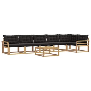 vidaXL Ensemble de canapés d'extérieur 7 Pièces Blanc et noir