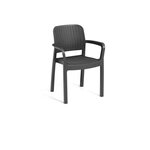 Lots de 6 Fauteuils monoblocs coloris graphite - empilables en résine de synthese - imitation rotin tressé - ALLIBERT BY KETER - BEL