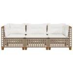 vidaXL Canapé de jardin avec coussins 3 places beige résine tressée