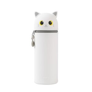 Trousse en Silicone Souple 2-en-1 - chat blanc