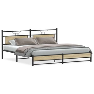vidaXL Cadre de lit en métal sans matelas chêne sonoma 193x201 cm