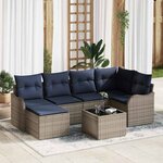 vidaXL Ensemble de canapé de jardin 7 Pièces Gris polyrotin