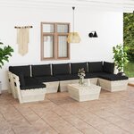 vidaXL Salon de jardin palette 8 Pièces avec coussins Épicéa imprégné