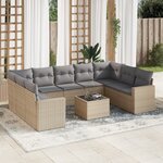 vidaXL Salon de jardin avec coussins 10 Pièces beige résine tressée