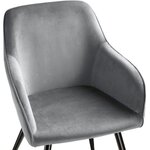 Lot de 2 chaises pieds noir siège de salon cuisine salle à manger design élégant velours gris 08_0000133
