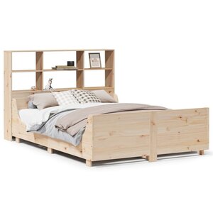 vidaXL Lit bibliothèque sans matelas 160x200 cm bois massif