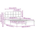 vidaXL Cadre de lit avec tête de lit rembourrée Taupe 135 x 190 cm