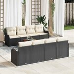 vidaXL Ensemble de canapé de jardin 9 Pièces Noir  blanc