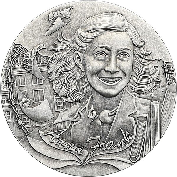 Monnaie ANNE FRANK 1 Oz Argent 2$ Niue 2025