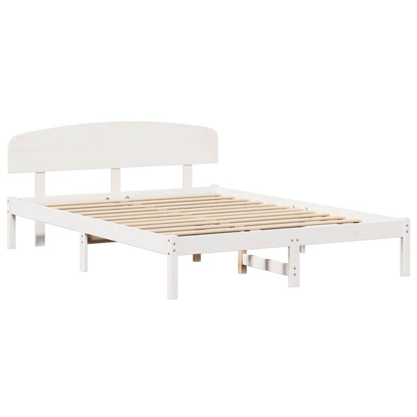 vidaXL Cadre de lit Blanc 160 x 200 cm Bois de pin massif