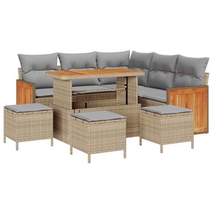 vidaXL Ensemble de canapé de jardin 9 Pièces Beige et Gris clair
